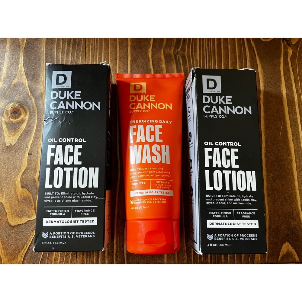 3x Duke Cannon Oil Control Face Lotion Fragrance Free Lot of 3 Daily Face Wash